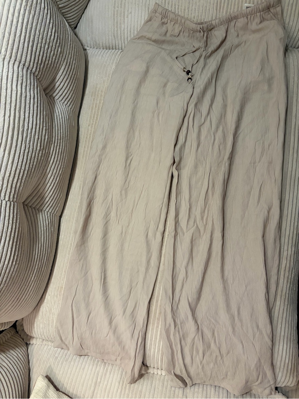 Zara Beige Wide-Leg Drawstring Pants